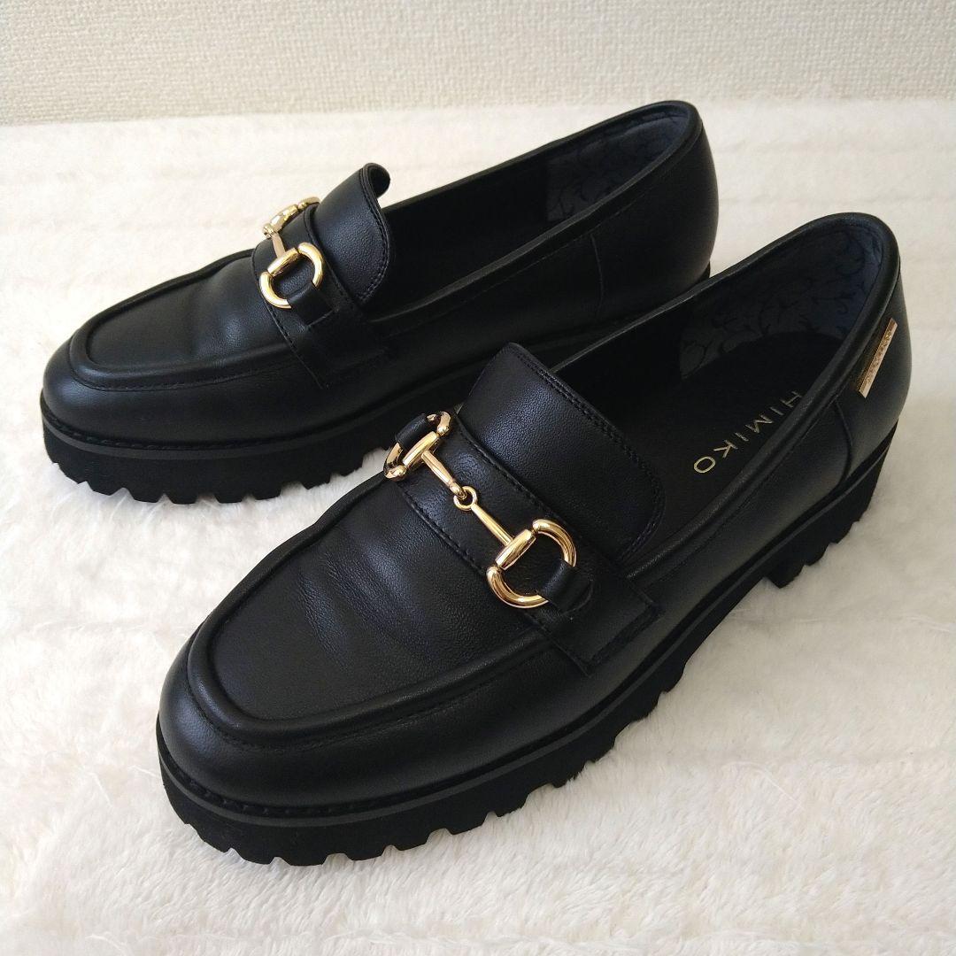 卑弥呼 HIMIKO トラックボールビットローファー23.0 黒 レザー