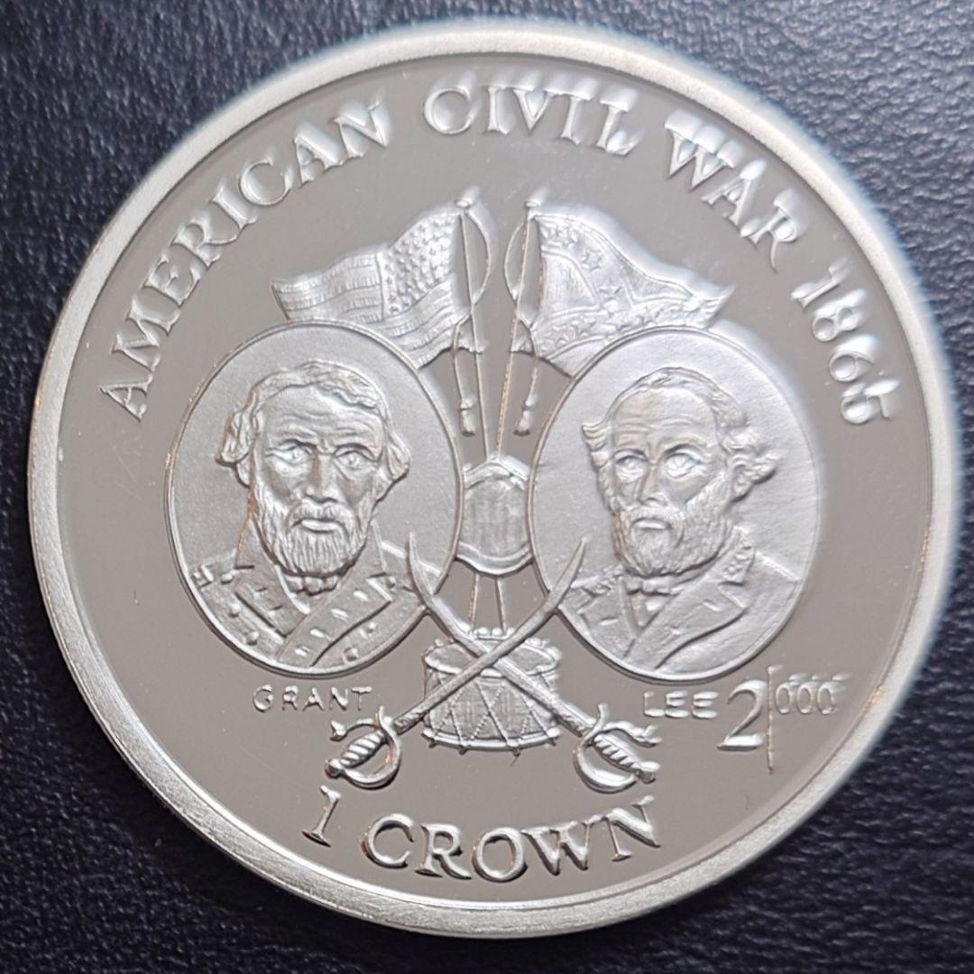 1999年 マン島銀貨 1クラウン アメリカ南北戦争記念銀貨 SV925 大型