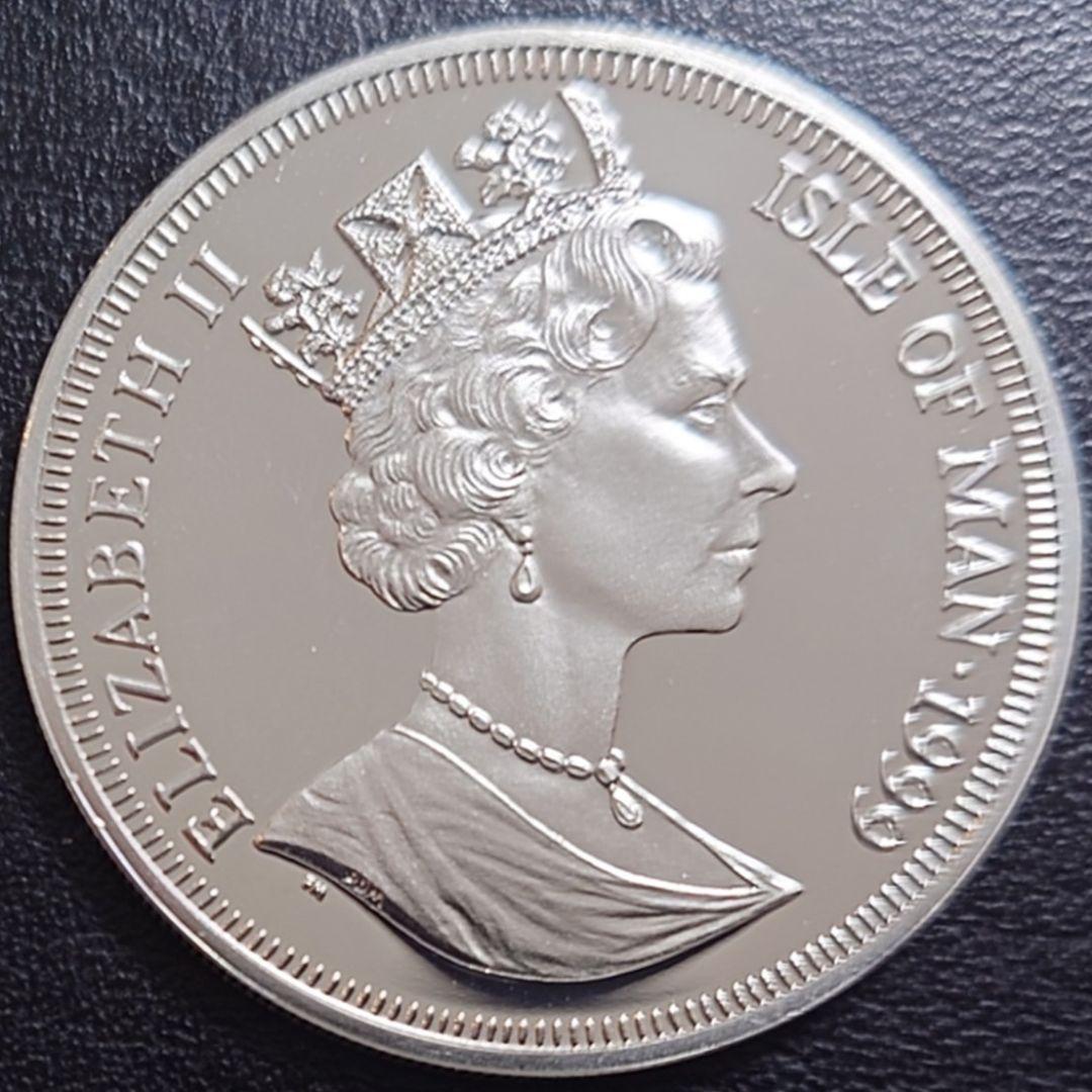 1999年 マン島銀貨 1クラウン アメリカ南北戦争記念銀貨 SV925 大型