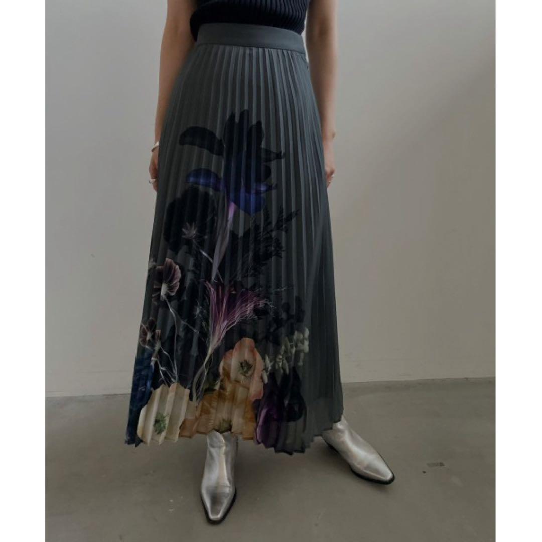 スカート AMERI MEDI ROENTGEN FLOWER PLEATS SKIRT