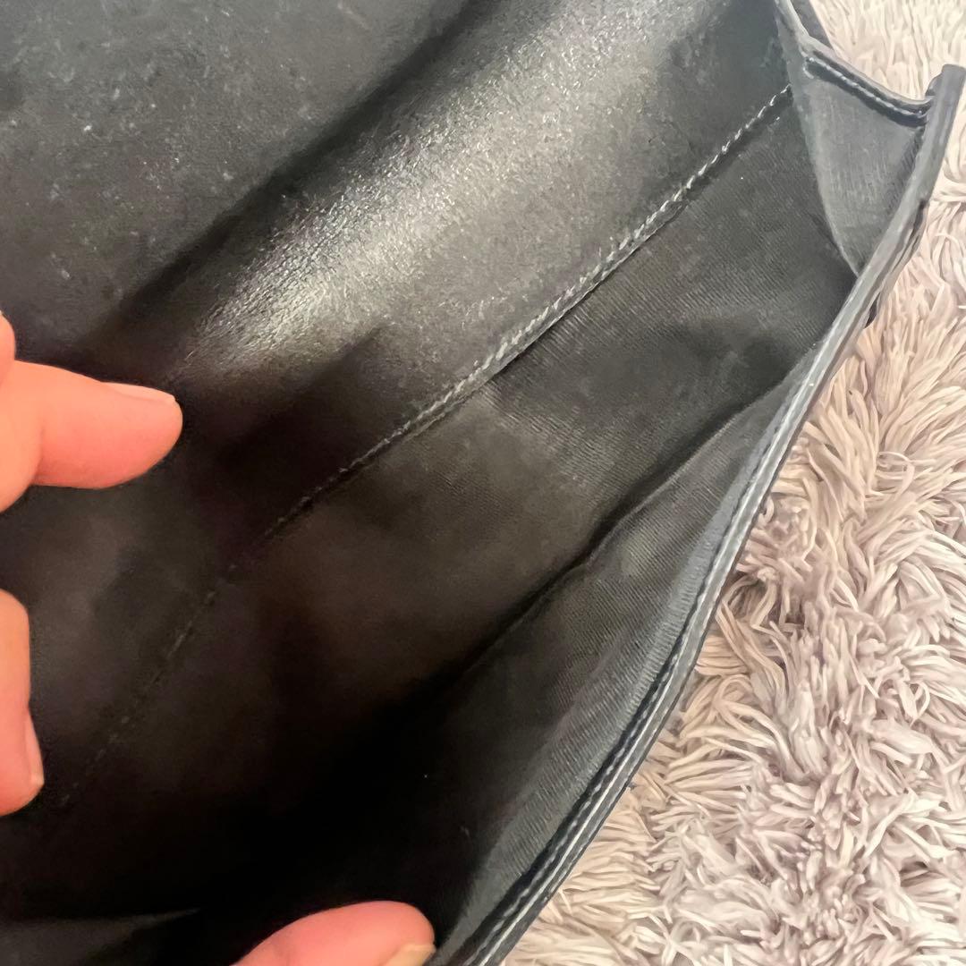 美品✨GUCCI ホースビット型押し　レザー　ロゴ金具　ブラック　長財布