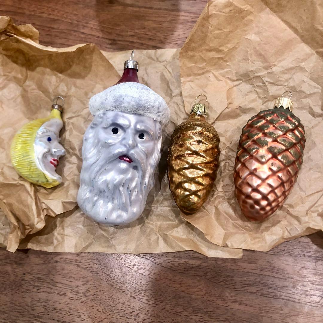 ドイツ製　ガラスオーナメント　４点　クリスマスオーナメント