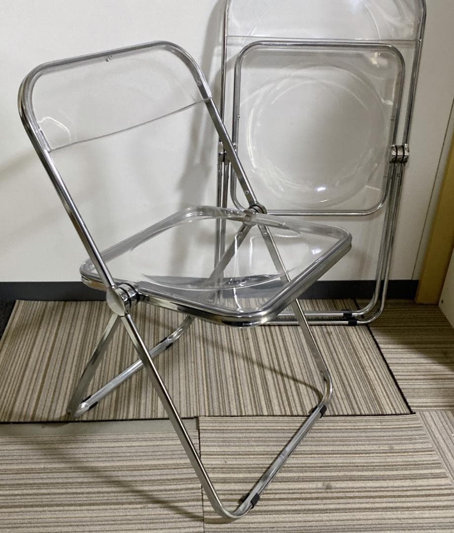 クリアチェア パイプ椅子 折り畳み式 クリア 北欧風 2脚セット