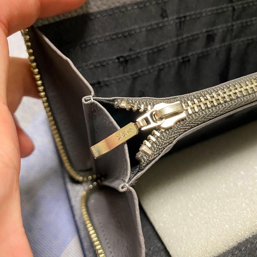 【新品】POLO RALPH LAUREN POLO刺繍 レザー長財布 グレー