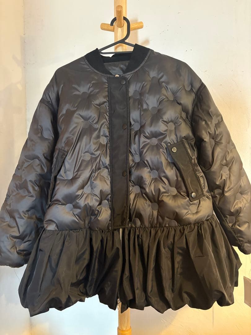 【即納】ヘムギャザードットキルティング中綿フレアコート frene同型 フラーネ