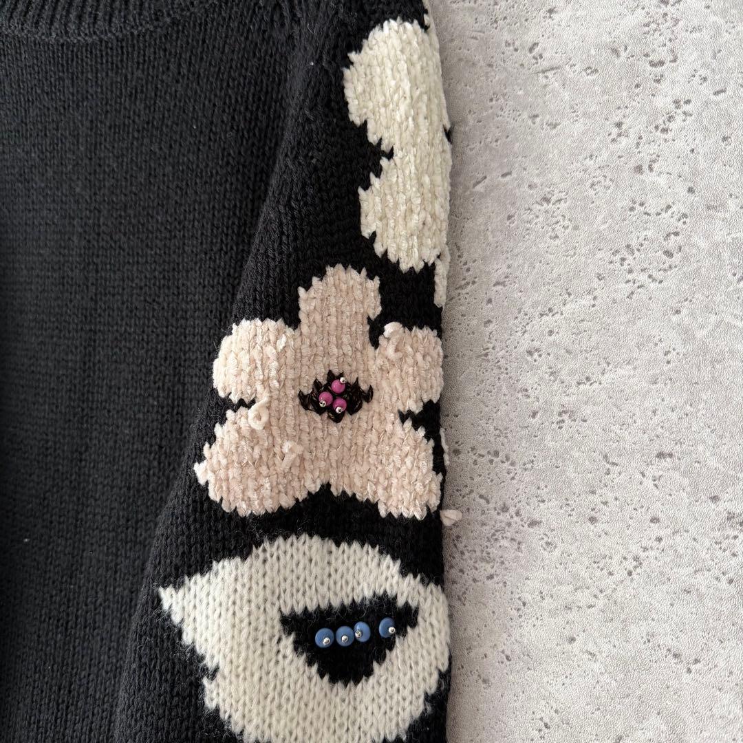 BEARDSLEY ビアズリー　袖ジャガードニット