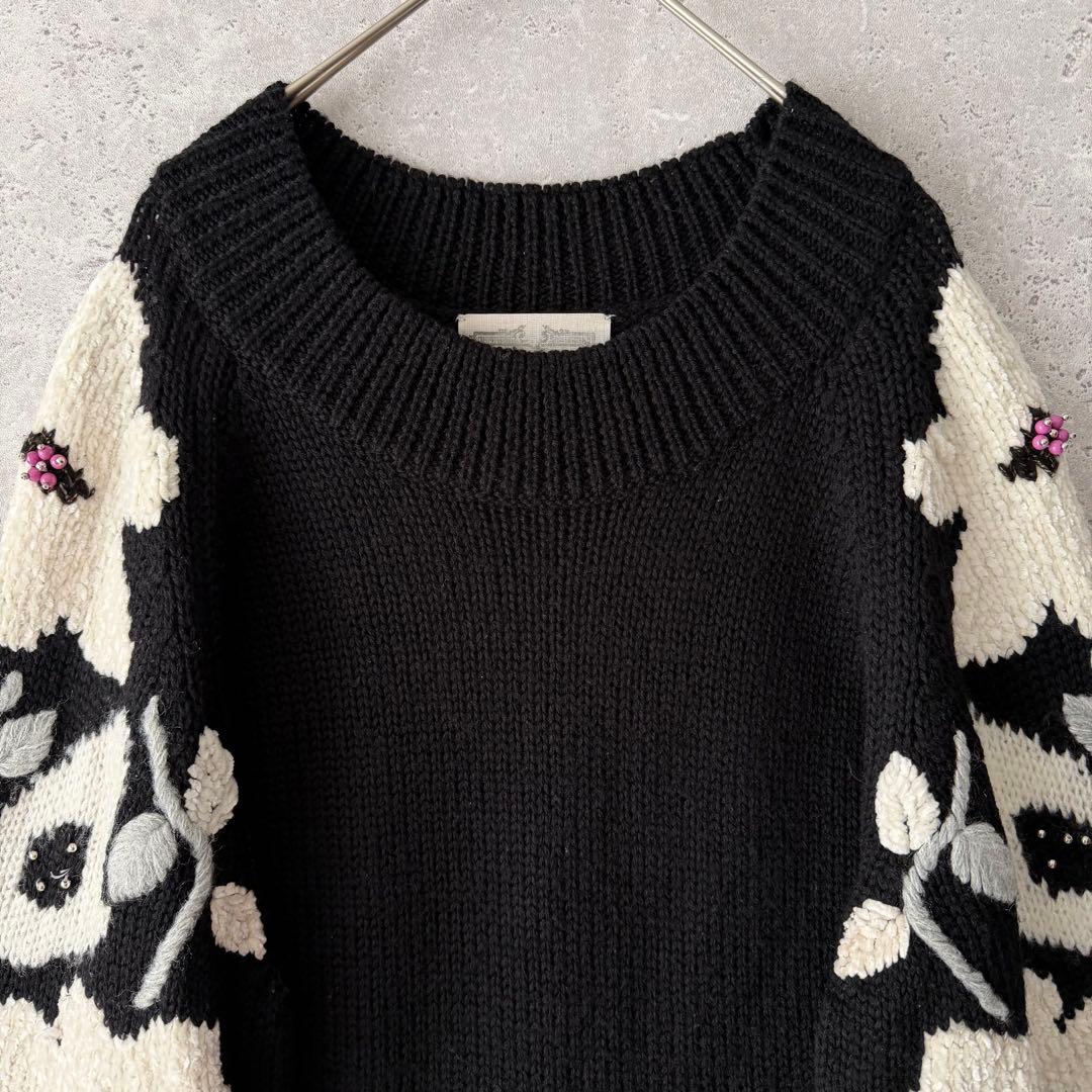 BEARDSLEY ビアズリー　袖ジャガードニット