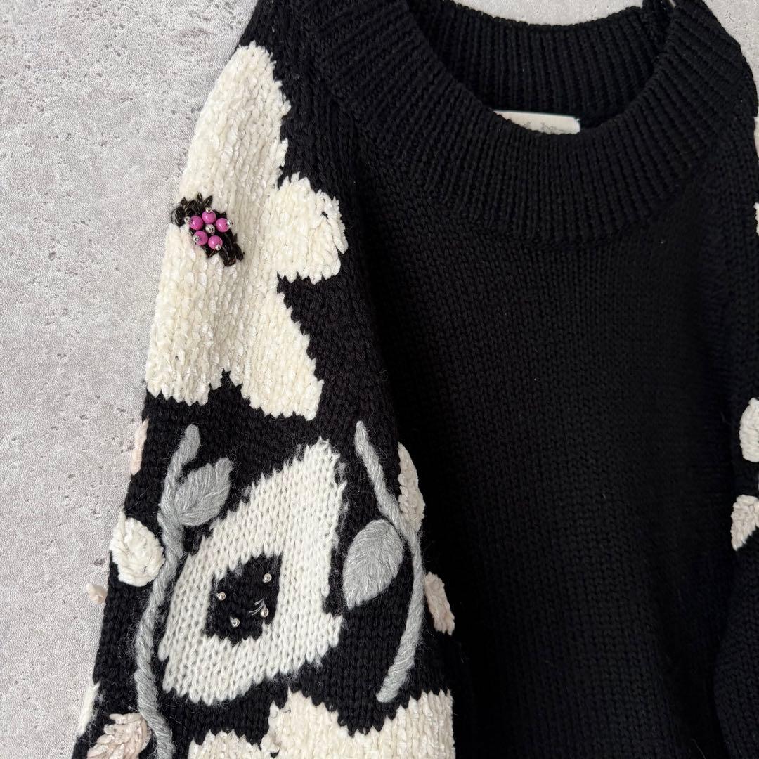 BEARDSLEY ビアズリー　袖ジャガードニット