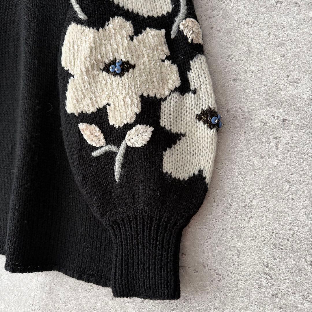 BEARDSLEY ビアズリー　袖ジャガードニット