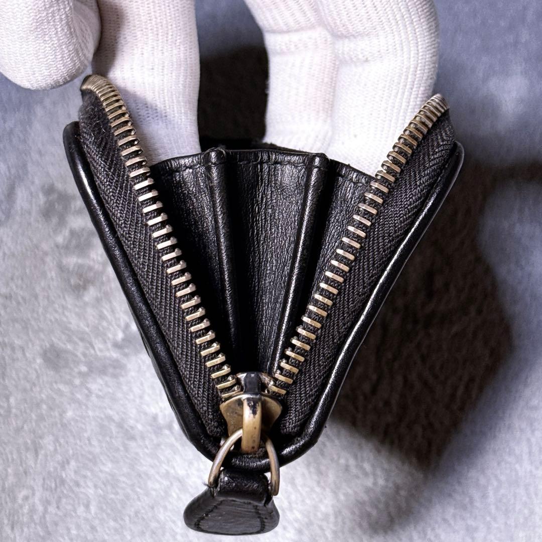 【美品】ボッテガヴェネタ ケース ラウンド イントレチャート 黒 メンズ