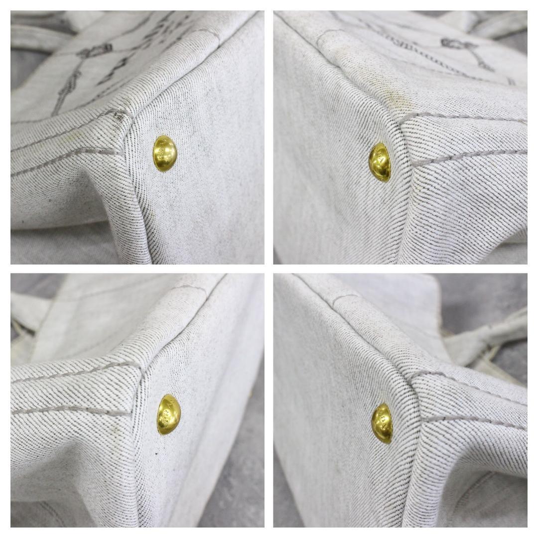 ◇良品 PRADA 2Way ハンドバッグ カナパ デニム ビアンコ Mサイズ