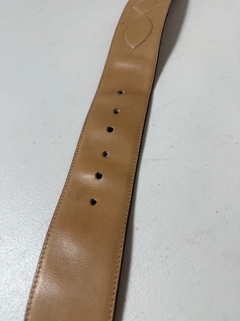 CELINE ベージュ ベルト ゴールドバックル