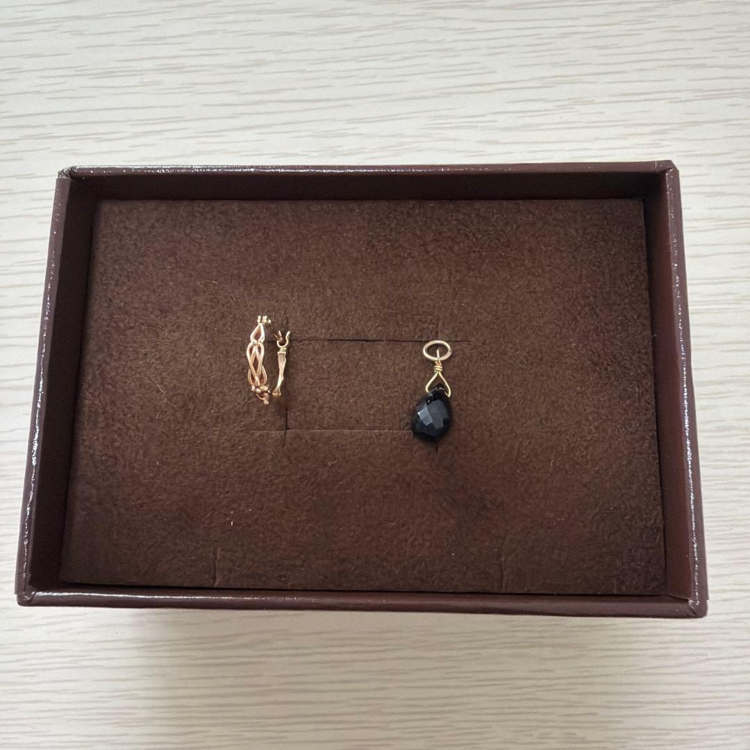 【片耳のみ】　アガット K10/GF スピネルピアス+チャームセット