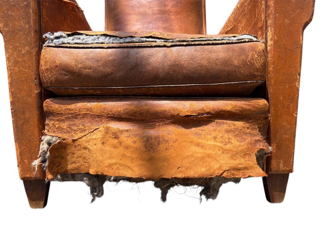 レザー クラブチェア フランス アンティーク 本革 1人掛け ソファ