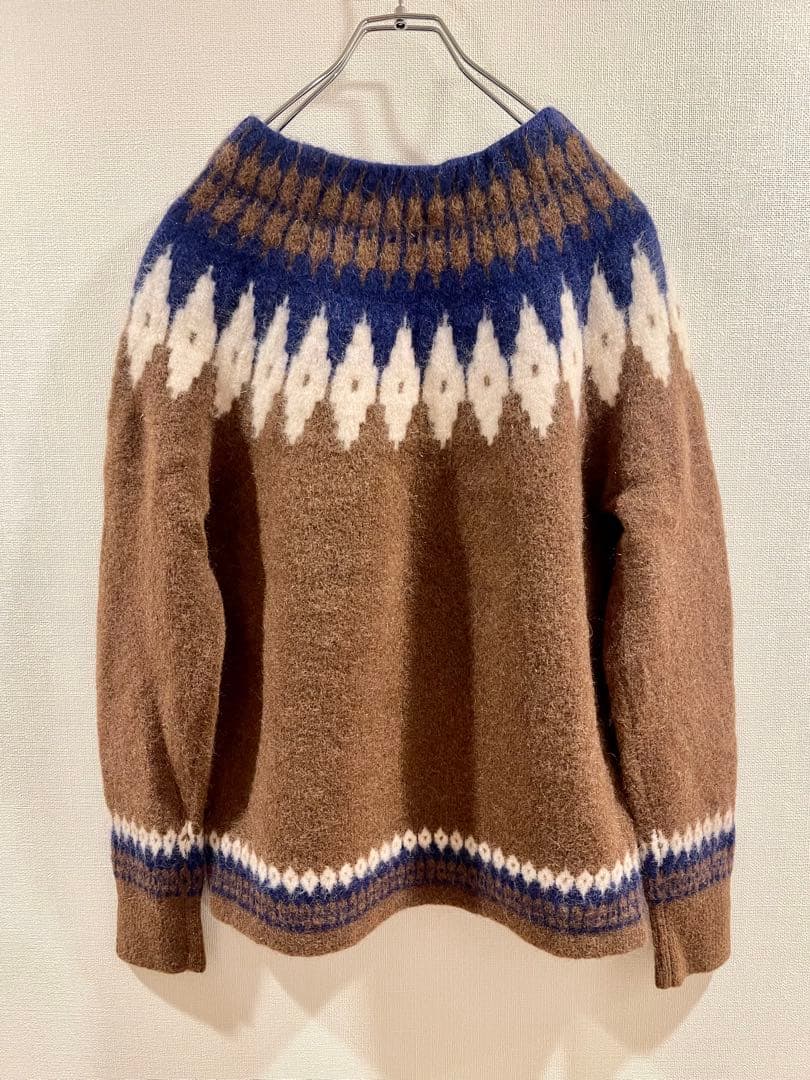 【three dots】ノルディック柄長袖セーター ブラウン