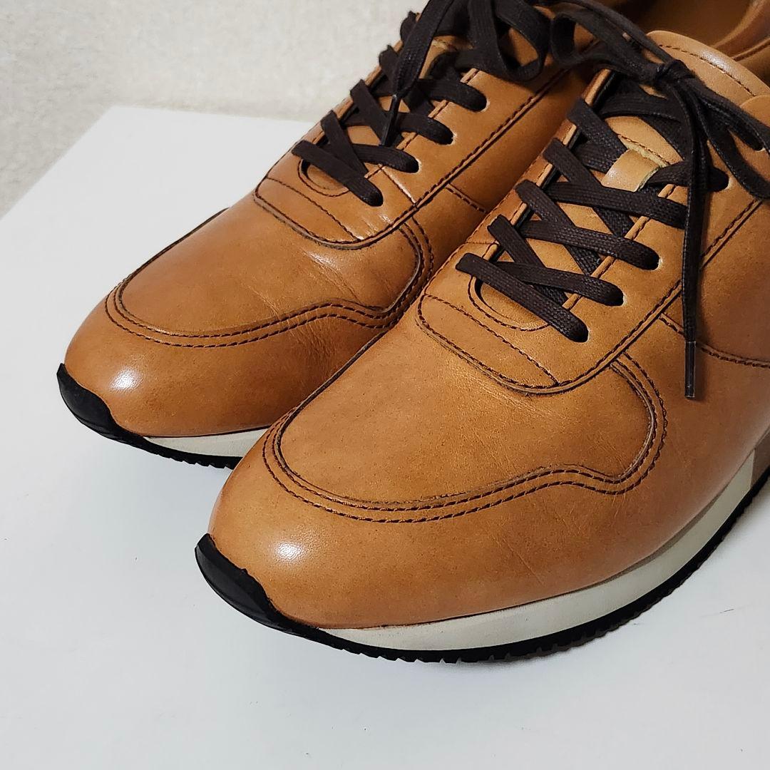 極美品 アシックス ランウォーク 26EEE キャメル レザー スニーカー