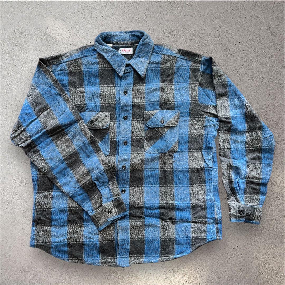 80s【ORVIS】flannel Check Shirt Blue×Black