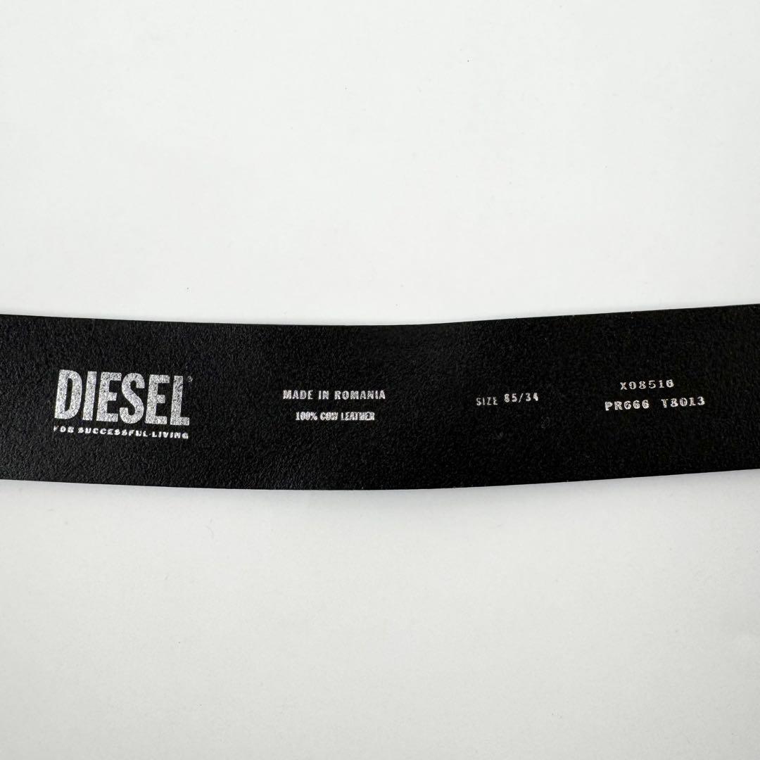【美品】DIESEL レザー　べルト ブラック ロゴ バックル