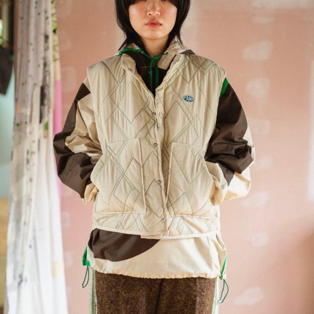 PAMM 時計じかけのアーガイルキルティングベスト アイボリー 2024AW