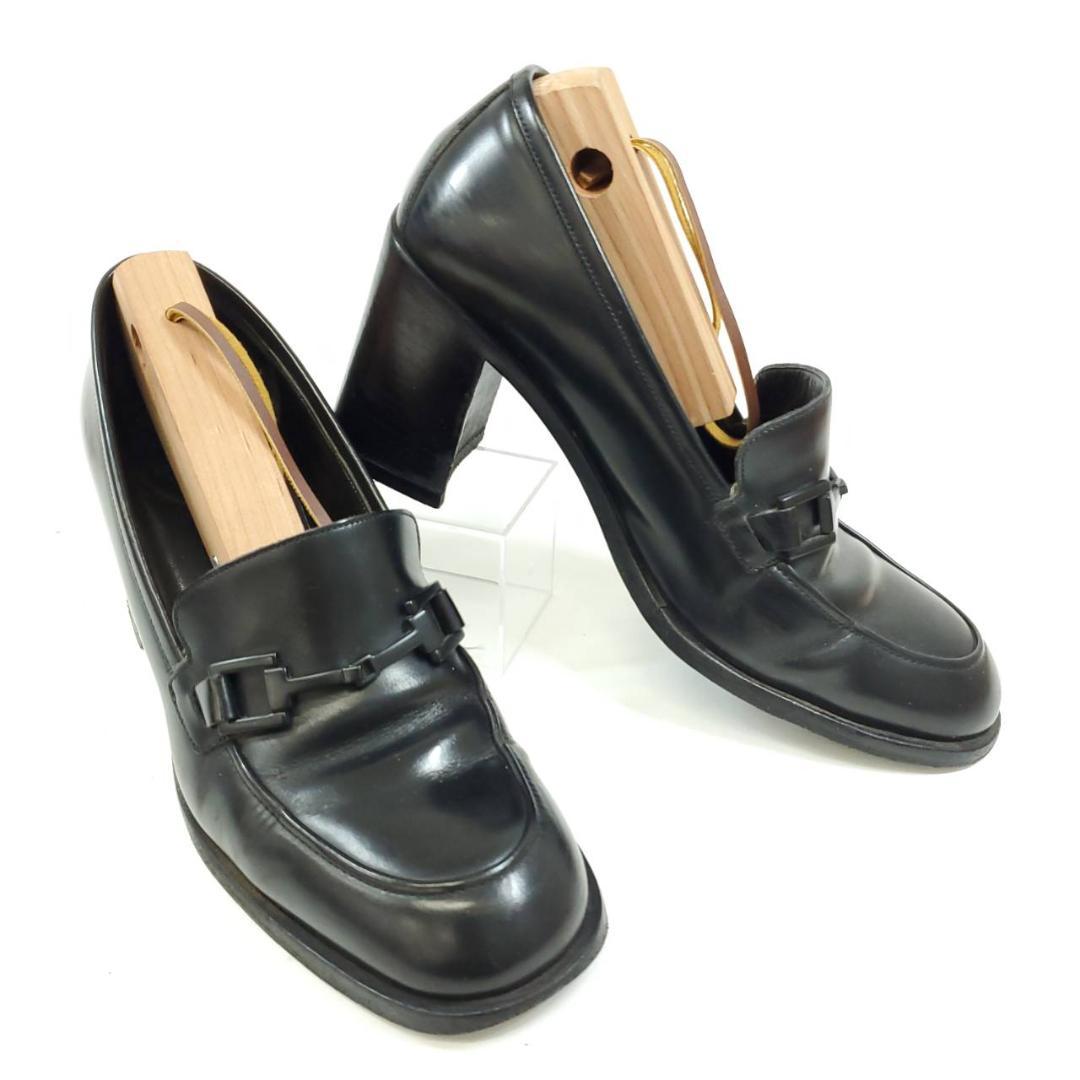 グッチ　ホースビット　チャンキーヒール　ローファー　本革　レザー　US6.5