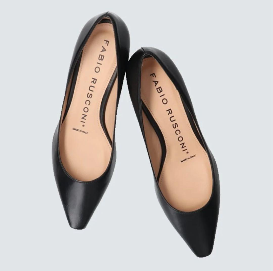 【新品未使用品】FABIO RUSCONI ブラック ポインテッドトゥパンプス