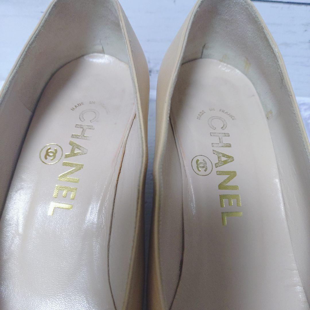 【シャネル】パンプス　ハイヒール ココマーク　バイカラー ベージュ　黒　37