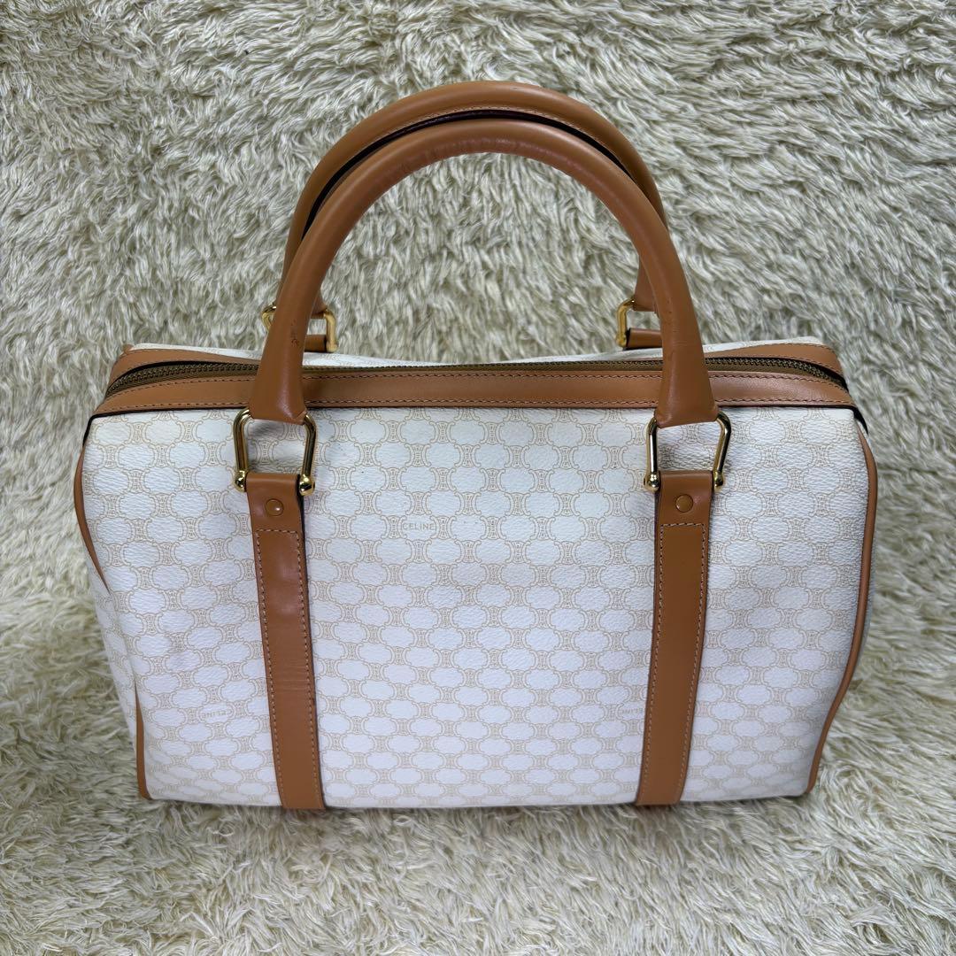 セリーヌ　ホワイト　マカダム　ボストンバッグ　ハンドバッグ