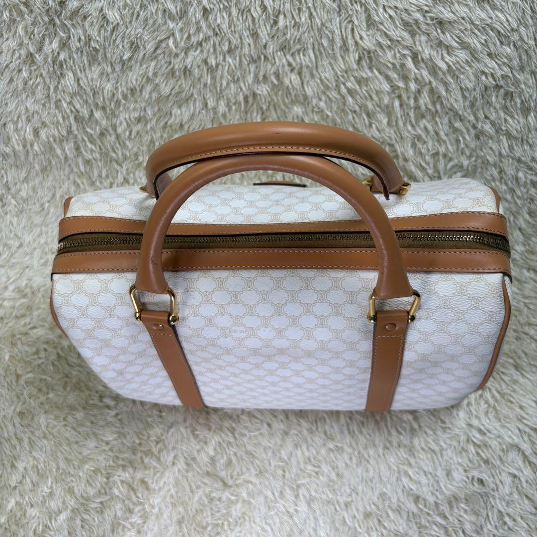 セリーヌ　ホワイト　マカダム　ボストンバッグ　ハンドバッグ