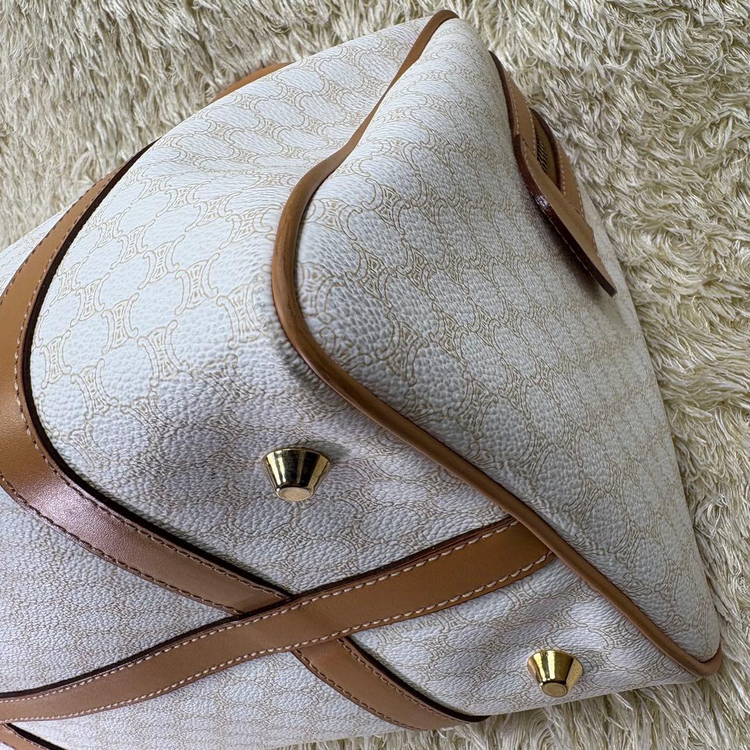 セリーヌ　ホワイト　マカダム　ボストンバッグ　ハンドバッグ