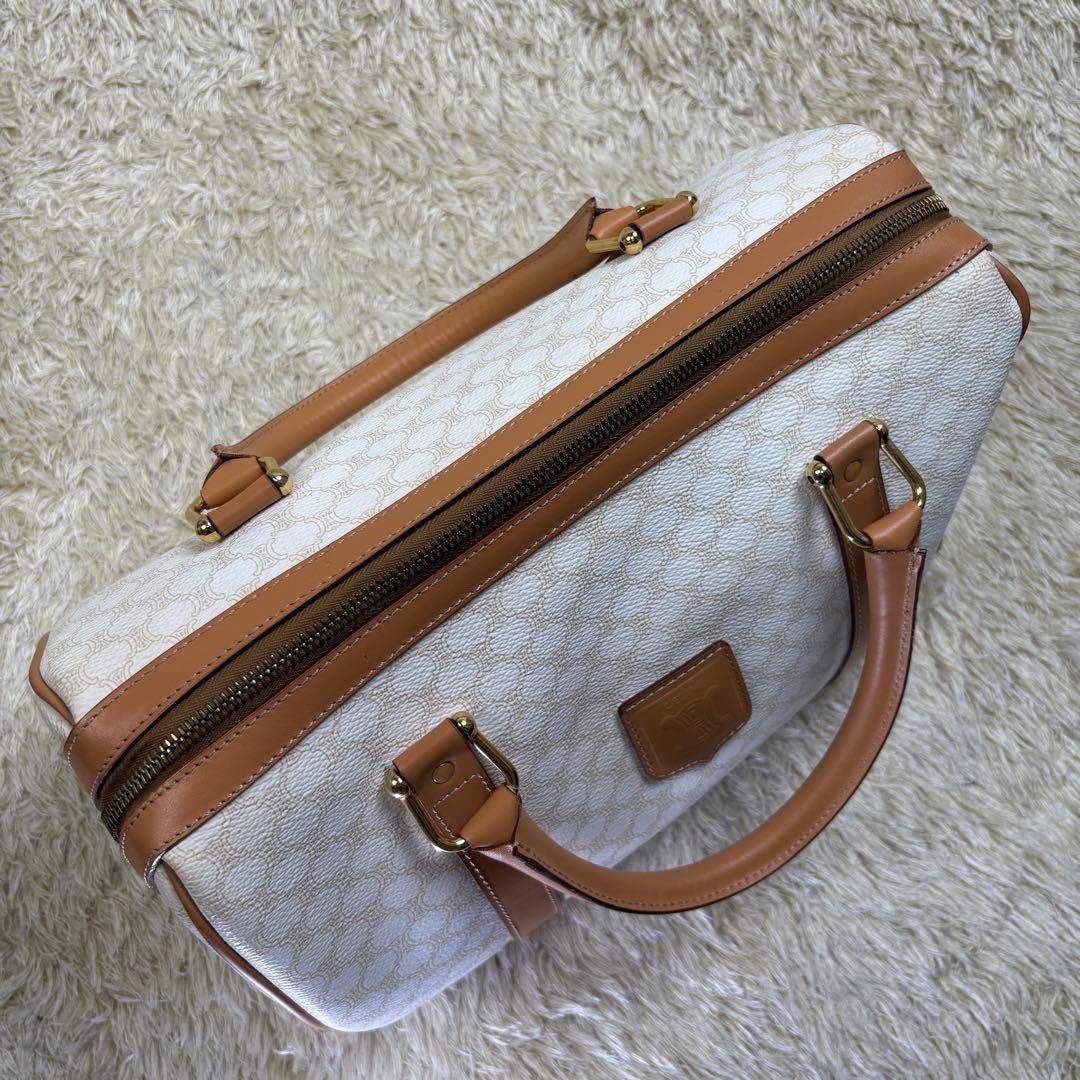 セリーヌ　ホワイト　マカダム　ボストンバッグ　ハンドバッグ