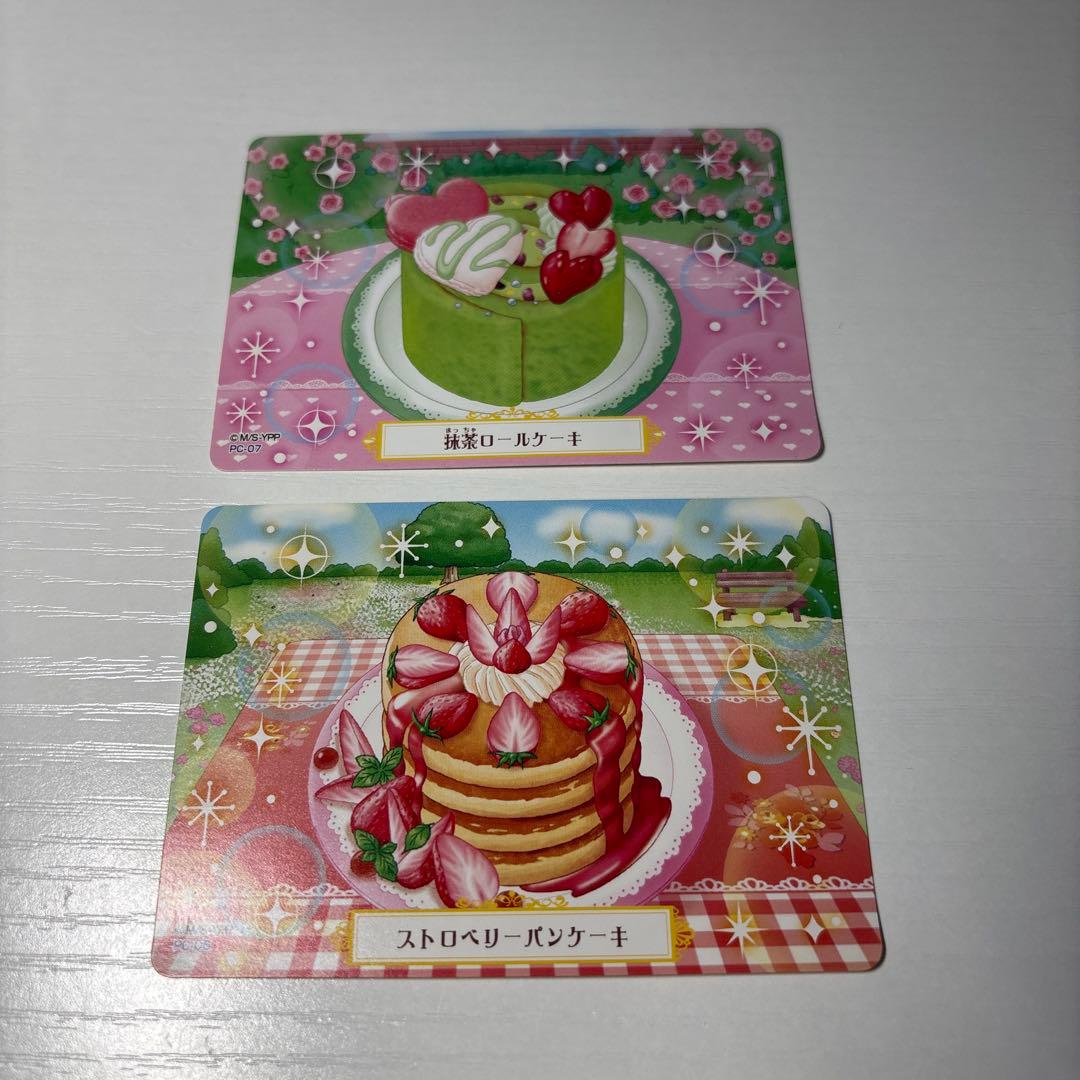 夢色パティシエール　マイスイーツカード　抹茶ロールケーキとストロベリーパンケーキ