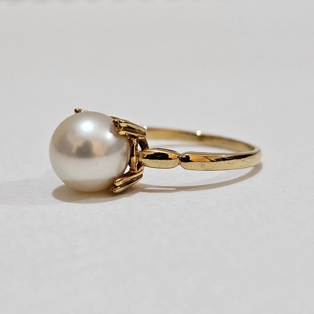 1832 ミキモトパールリングK18YGイエローゴールド11号8.4mm