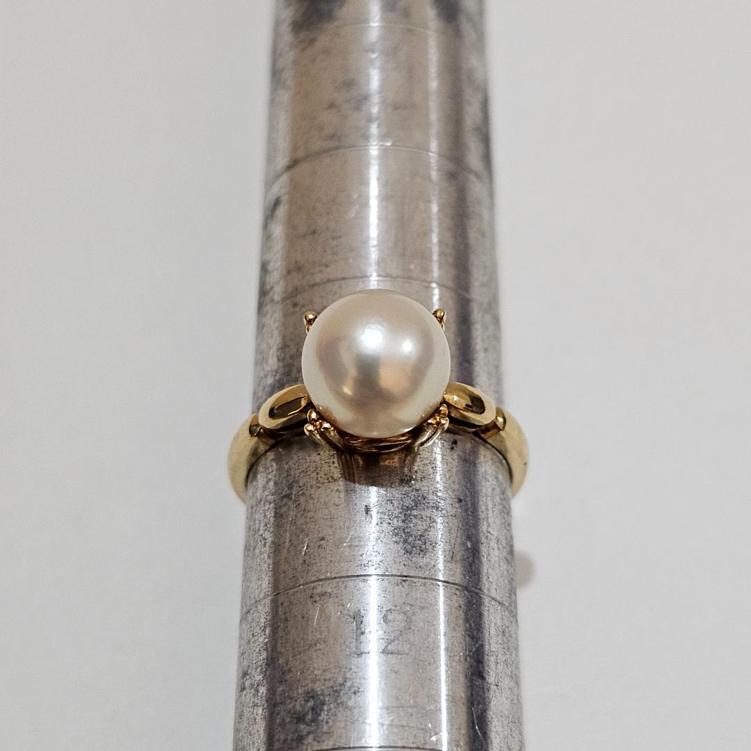 1832 ミキモトパールリングK18YGイエローゴールド11号8.4mm
