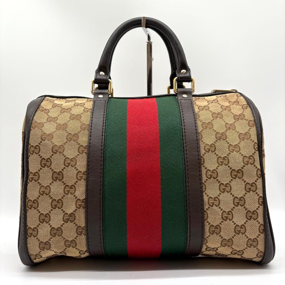 【極美品】GUCCI ボストンバッグ 2way GGキャンバス シェリーライン