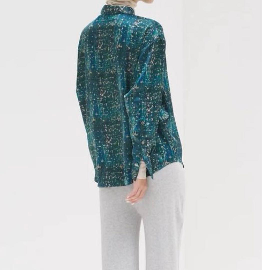 美品HERALBONY ヘラルボニーサテンシャツブラウス「こもれび」