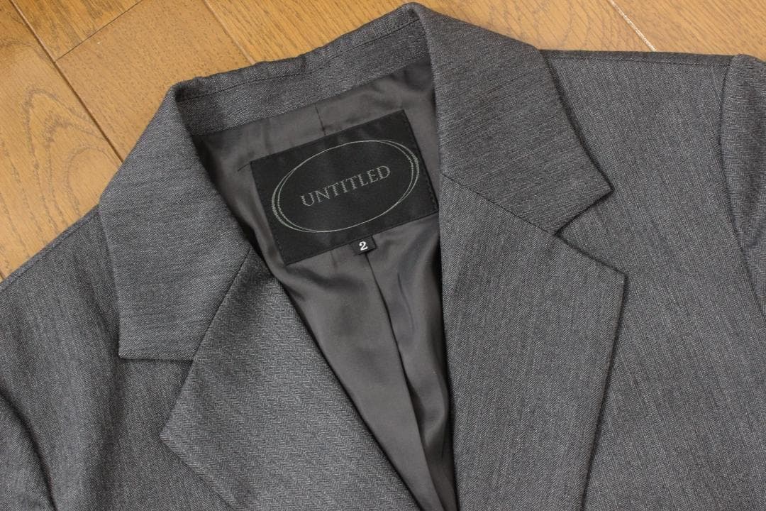 37【新品同様】アンタイトル パンツスーツ 2 グレー M ヘリンボーン 秋冬春