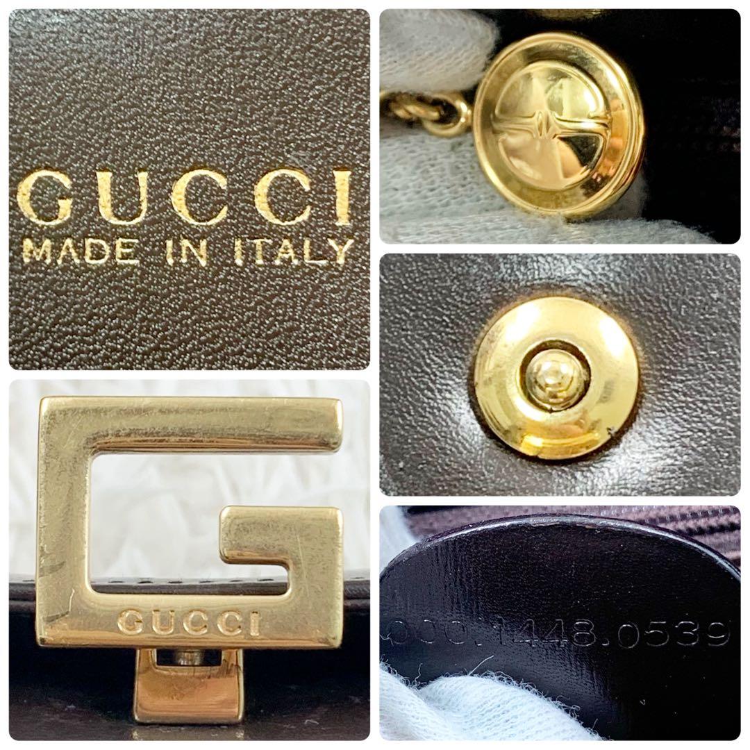 【✨極美品✨】グッチ ミニボストンバッグ レザー G金具 ブラウン