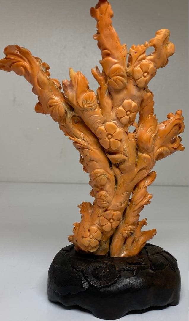 極太赤珊瑚置物　台込高さ23㎝/453g 東Y7-0312☆2F