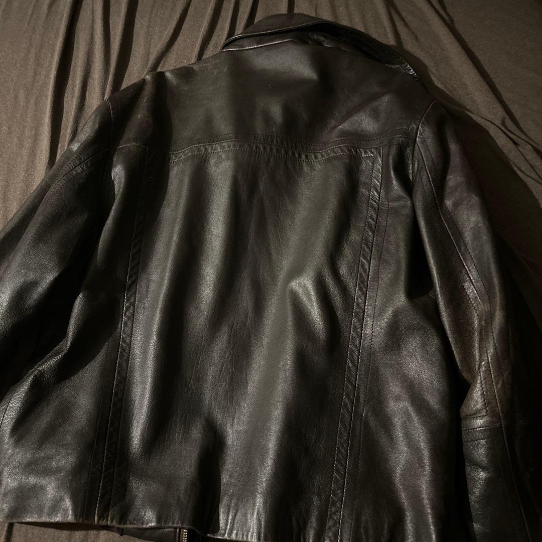 ブラウンレザー シングルライダースジャケット