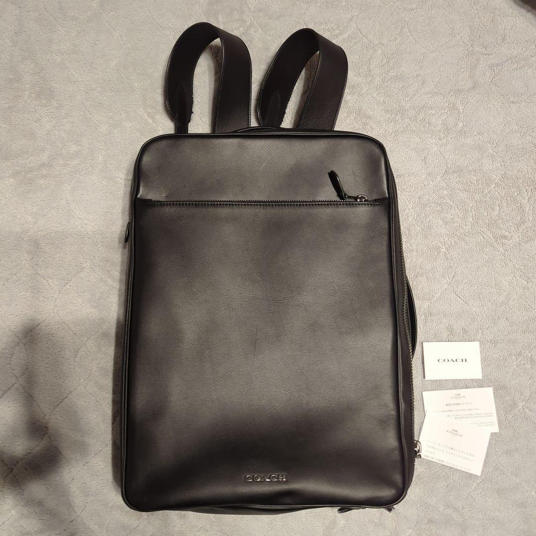 【使用回数5日】COACH ブラック レザービジネスバッグ リュック紐収納可