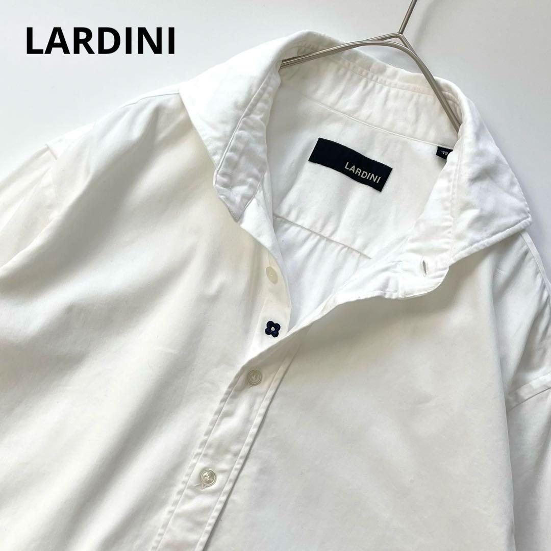 LARDINIラルディーニ ホリゾンタルカラーシャツ ブートニエール 43 白