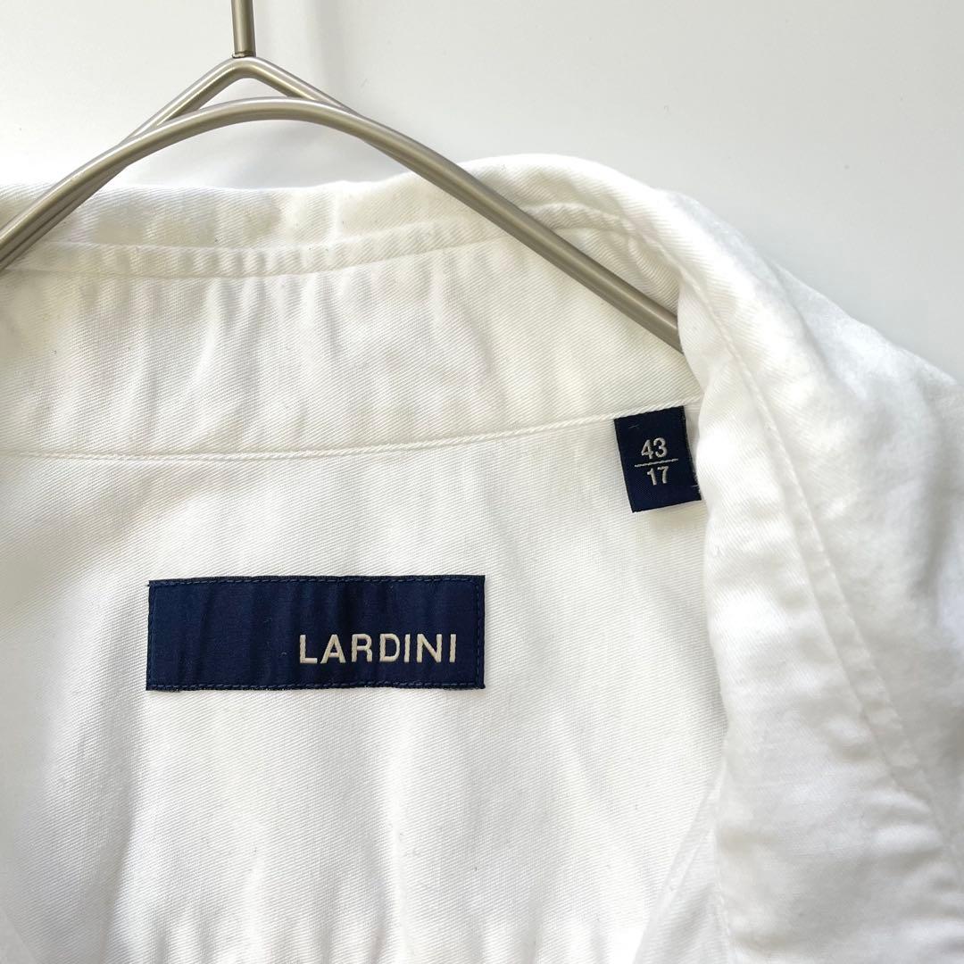 LARDINIラルディーニ ホリゾンタルカラーシャツ ブートニエール 43 白