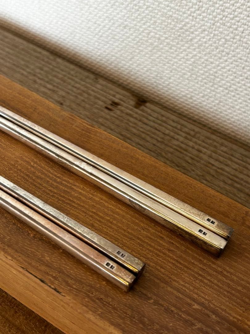 銀製品　純銀　カトラリー　夫婦箸　箱付