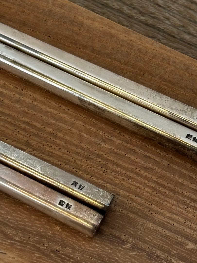 銀製品　純銀　カトラリー　夫婦箸　箱付