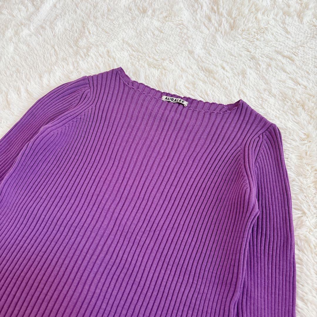 美品☆オーラリー スーパーファインウール ワイドリブ ニット
