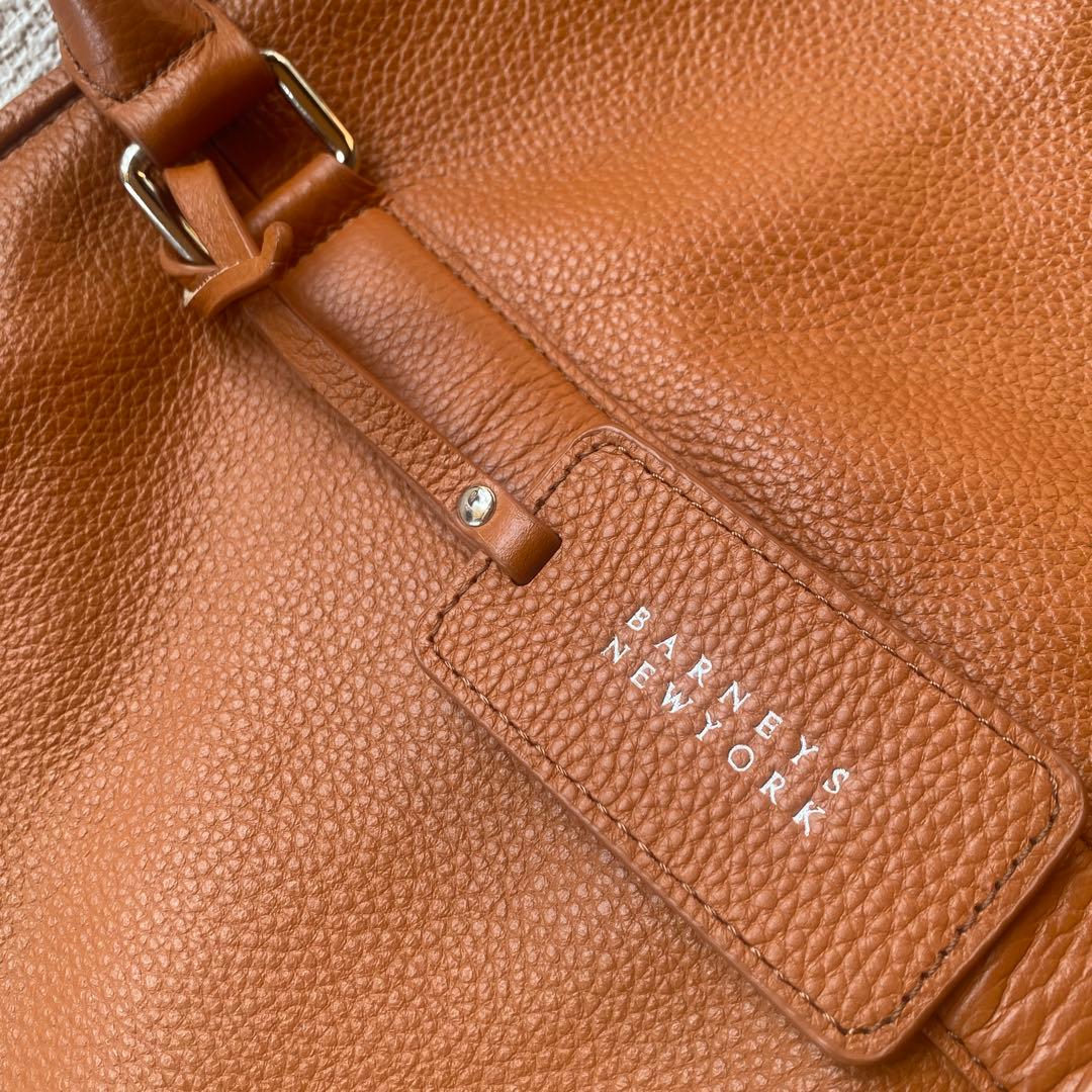 美品✨バーニーズニューヨーク トートバッグビジネス シボ革 A4 キャメル