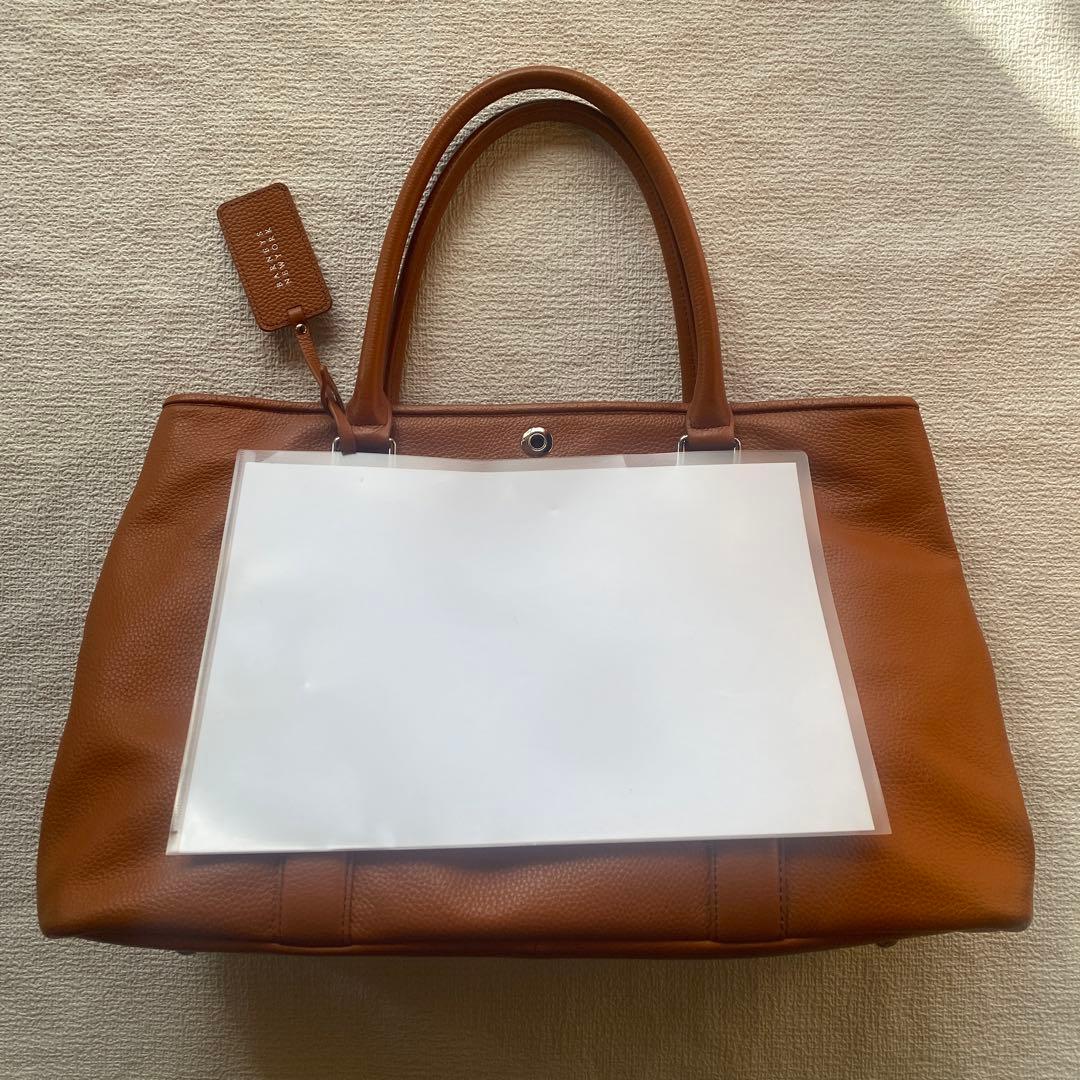 美品✨バーニーズニューヨーク トートバッグビジネス シボ革 A4 キャメル