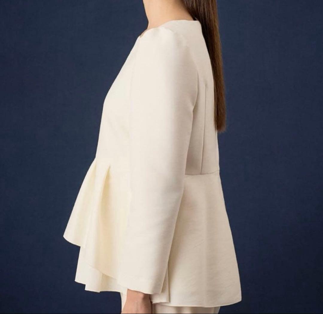 【新品タグ付】ANAYIアナイ　ダブルクロスペプラム ブラウス 白38