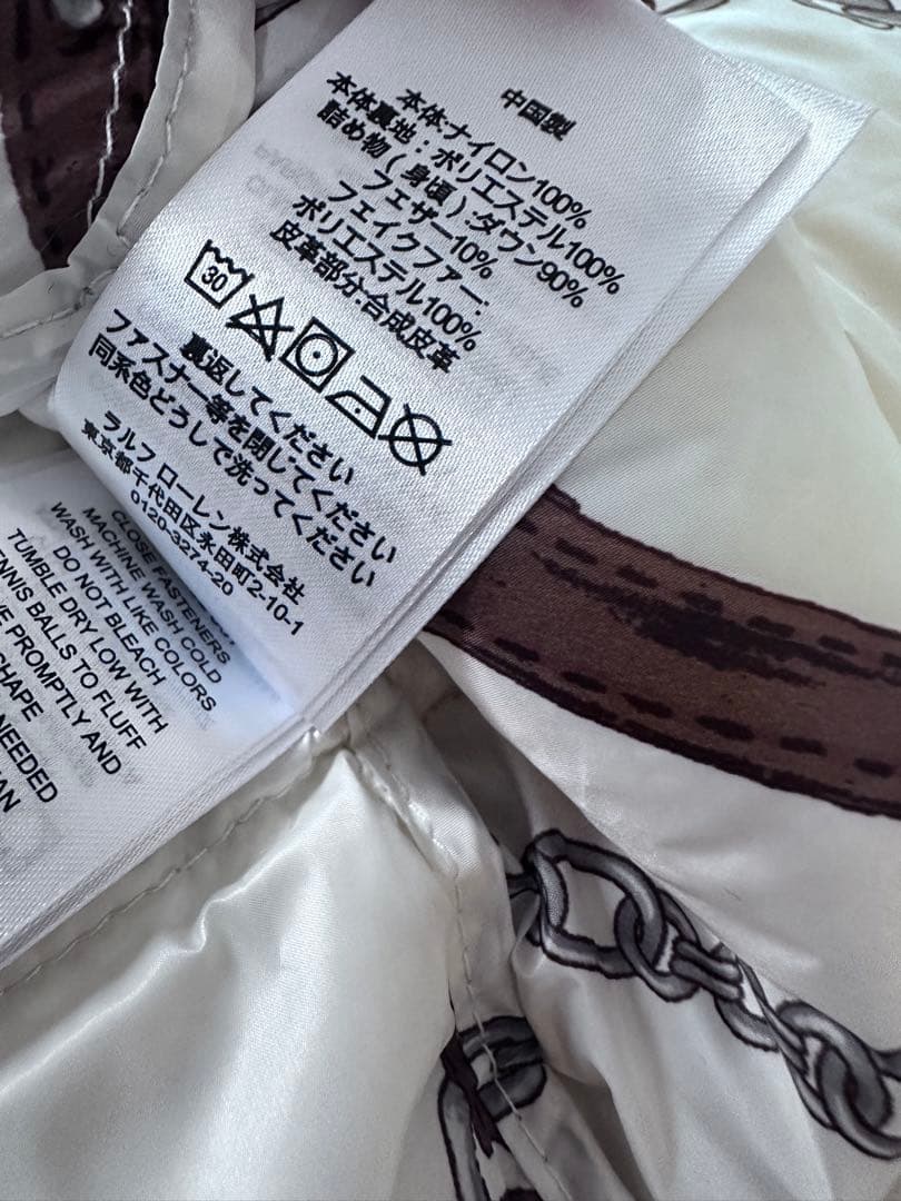 極美品　ラルフローレン　アイボリー系　ダウンコート スカーフ柄