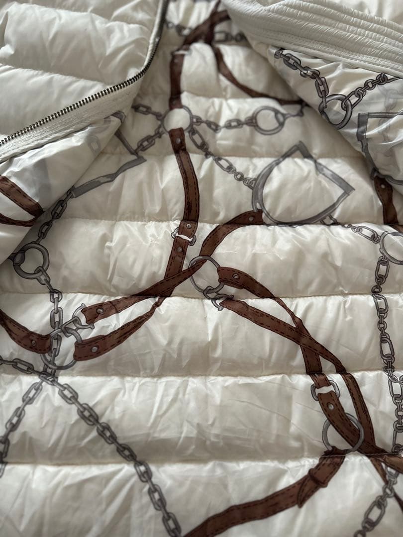 極美品　ラルフローレン　アイボリー系　ダウンコート スカーフ柄